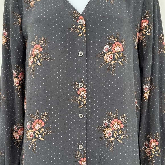 LOFT Polka Dot Floral Peasant Top/Blouse Size XS - Picture 3 of 6